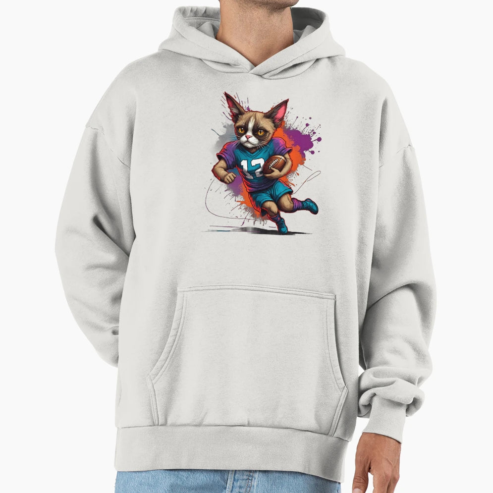 Grumpy Persian Cat Playing American Hoodie - Minimalist Print Unisex - T-Shirt, Sweatshirt, Hoodie
