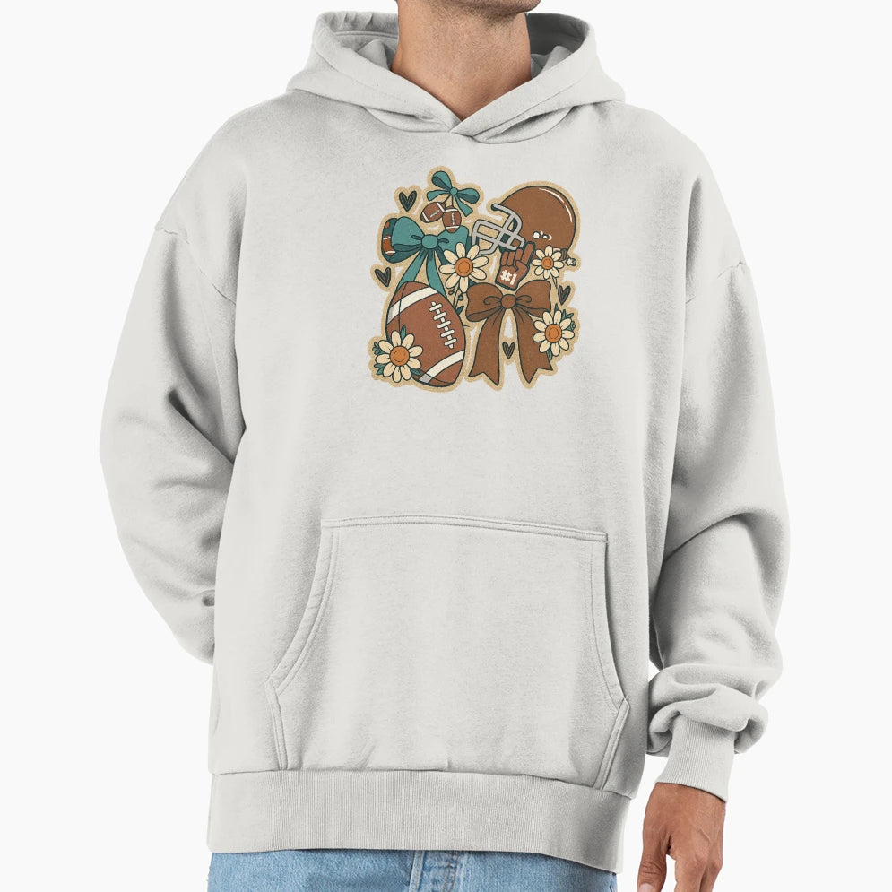 Floral Football Coquette Bow Hoodie - Fun Novelty Design Unisex - T-Shirt, Sweatshirt, Hoodie