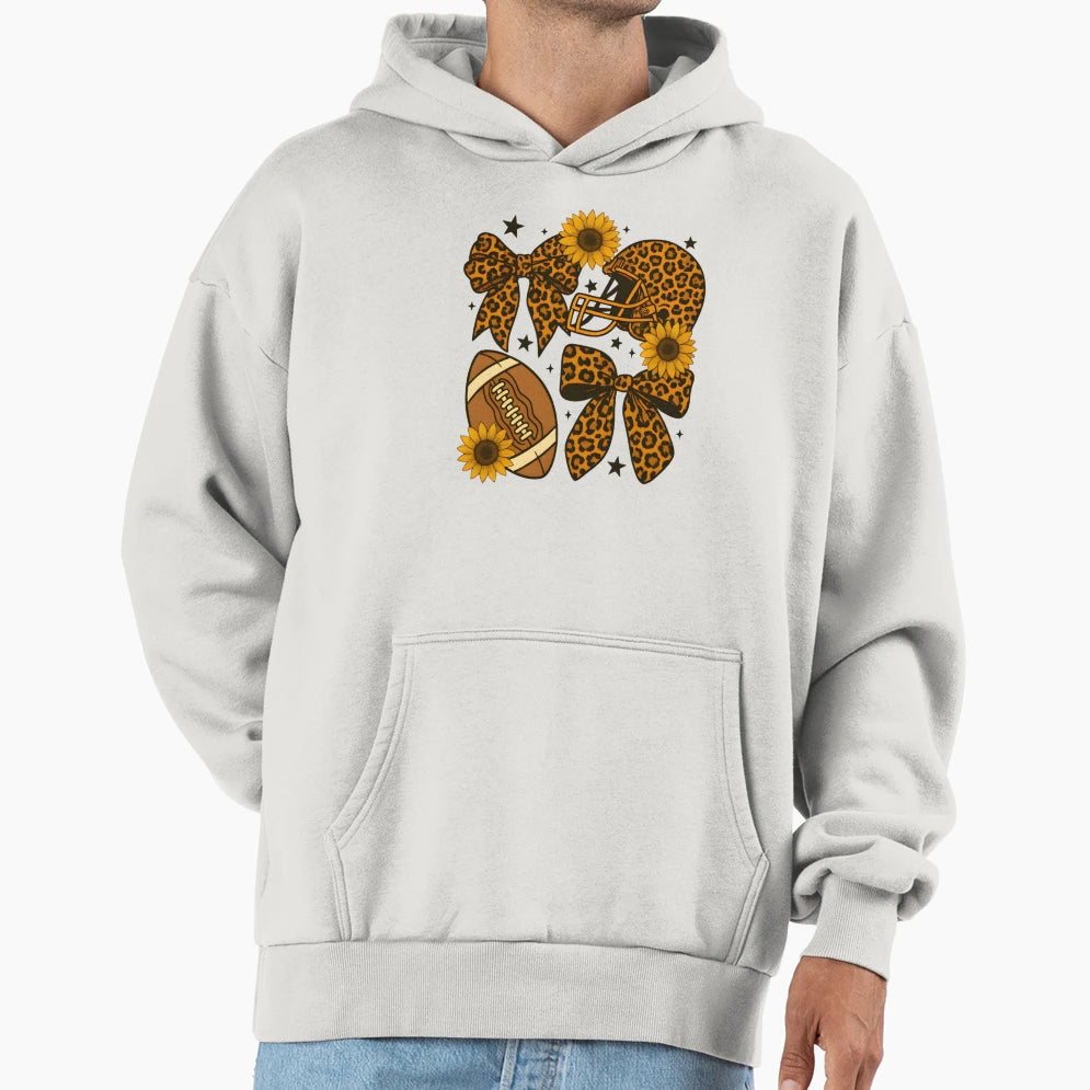 Touchdown Football Sunflower Bow Game Hoodie - Custom Art Print Men Women - T-Shirt, Sweatshirt, Hoodie
