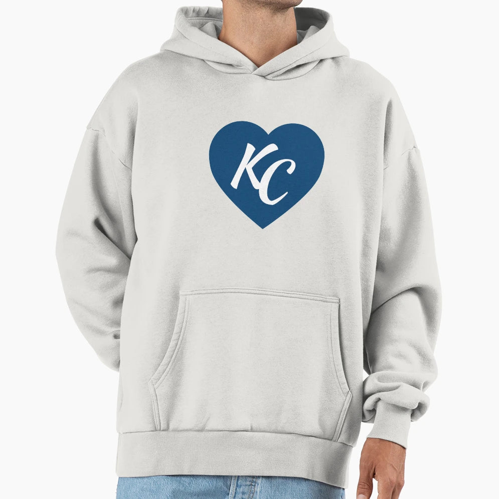 Royal Blue Kc Heart I Love Kansas City Hoodie - Casual Everyday Wear Unisex - T-Shirt, Sweatshirt, Hoodie