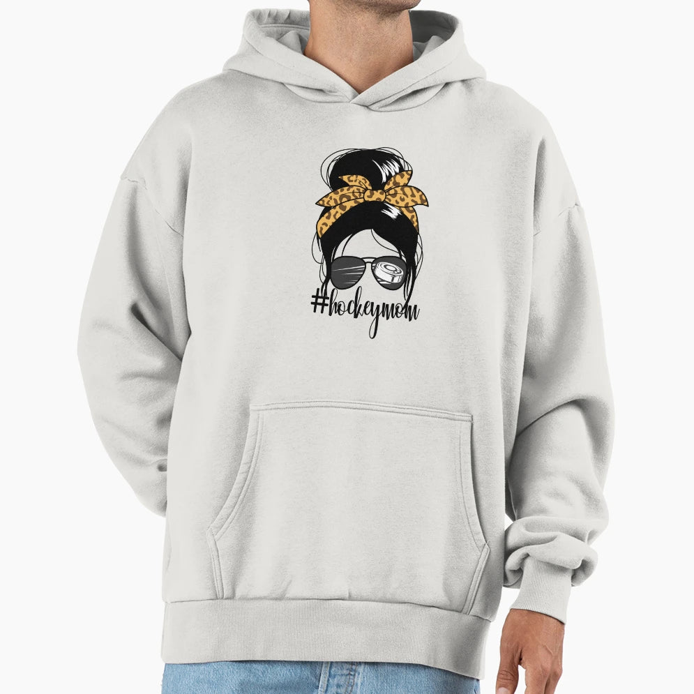 Hockeymom Messy Bun Mom Womens Hockey Hoodie - Aesthetic Graphic Men Women - T-Shirt, Sweatshirt, Hoodie