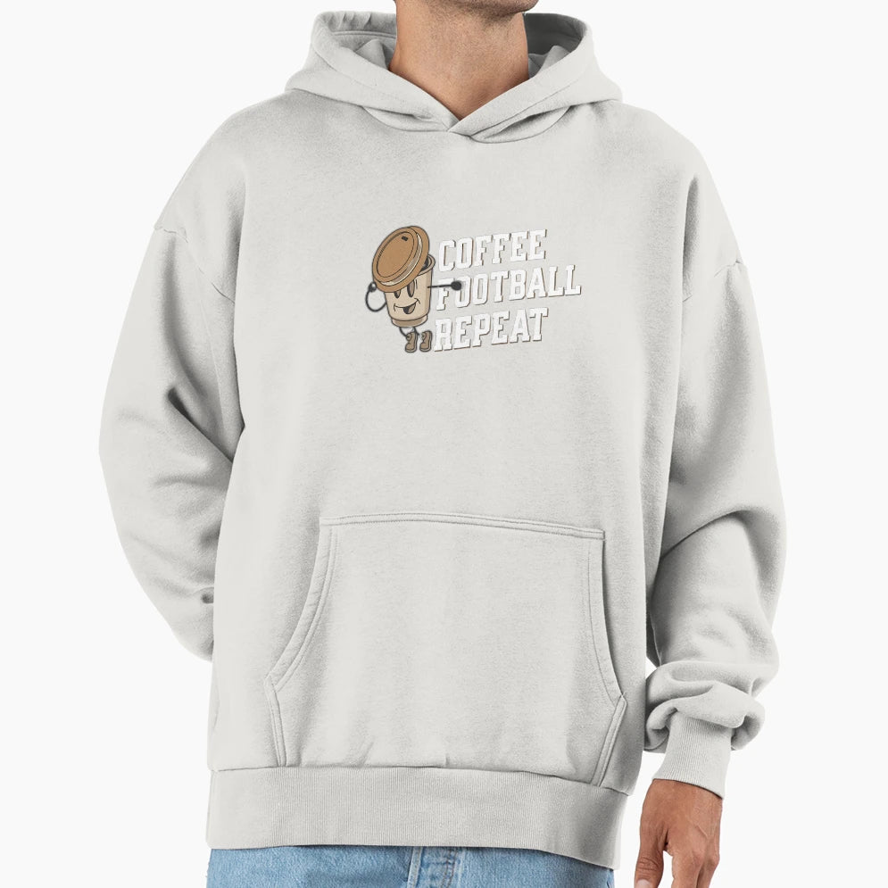 Coffee Football Repeat Funny Football Hoodie - Graphic Print Unisex - T-Shirt, Sweatshirt, Hoodie