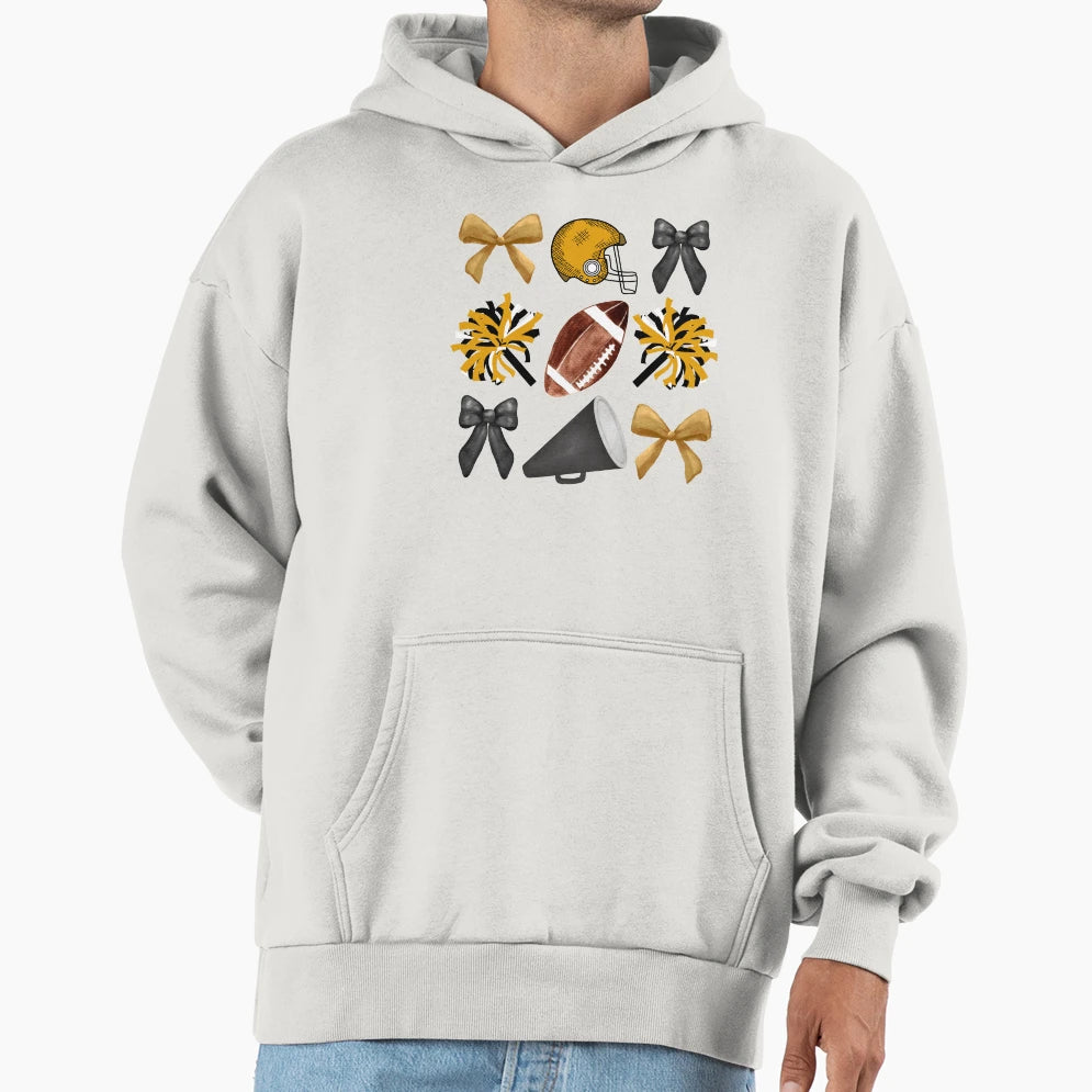 Cheer Football Bow Hoodie - Novelty Apparel Unisex - T-Shirt, Sweatshirt, Hoodie