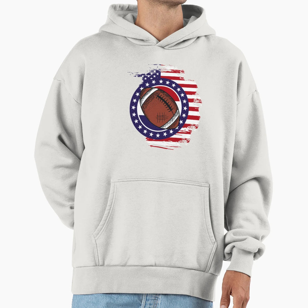 American Football American Flag Stars Hoodie - Aesthetic Graphic Men Women - T-Shirt, Sweatshirt, Hoodie