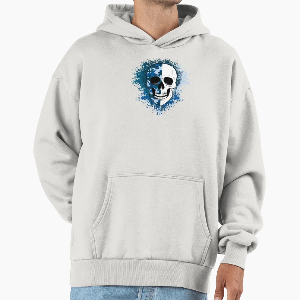 Skull Camouflage Berry Blue Hoodie - Fun Novelty Design Unisex - T-Shirt, Sweatshirt, Hoodie