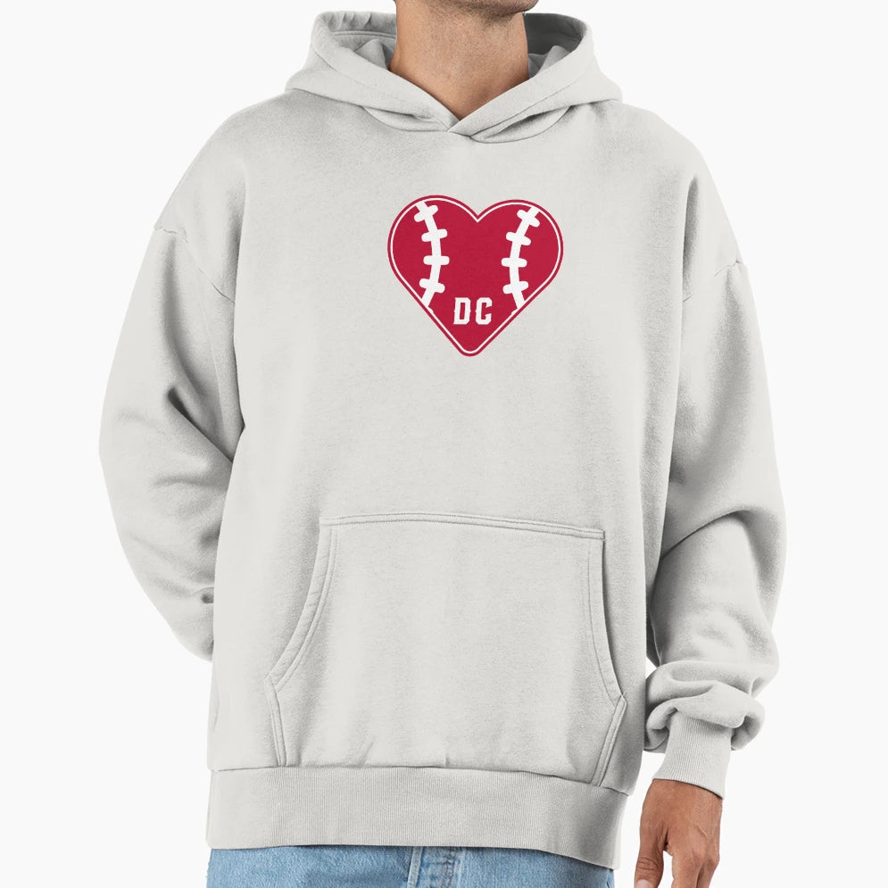 Washington Dc Baseball Heart And Hoodie - Novelty Apparel Men Women - T-Shirt, Sweatshirt, Hoodie