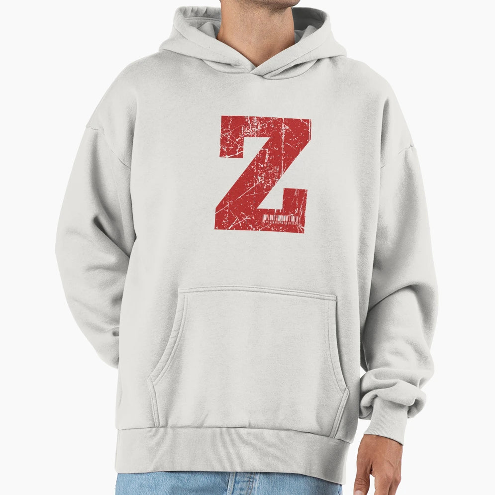 Red Grunge Monogram Letter Z I Am Unique Hoodie - Graphic Print for Adults - T-Shirt, Sweatshirt, Hoodie