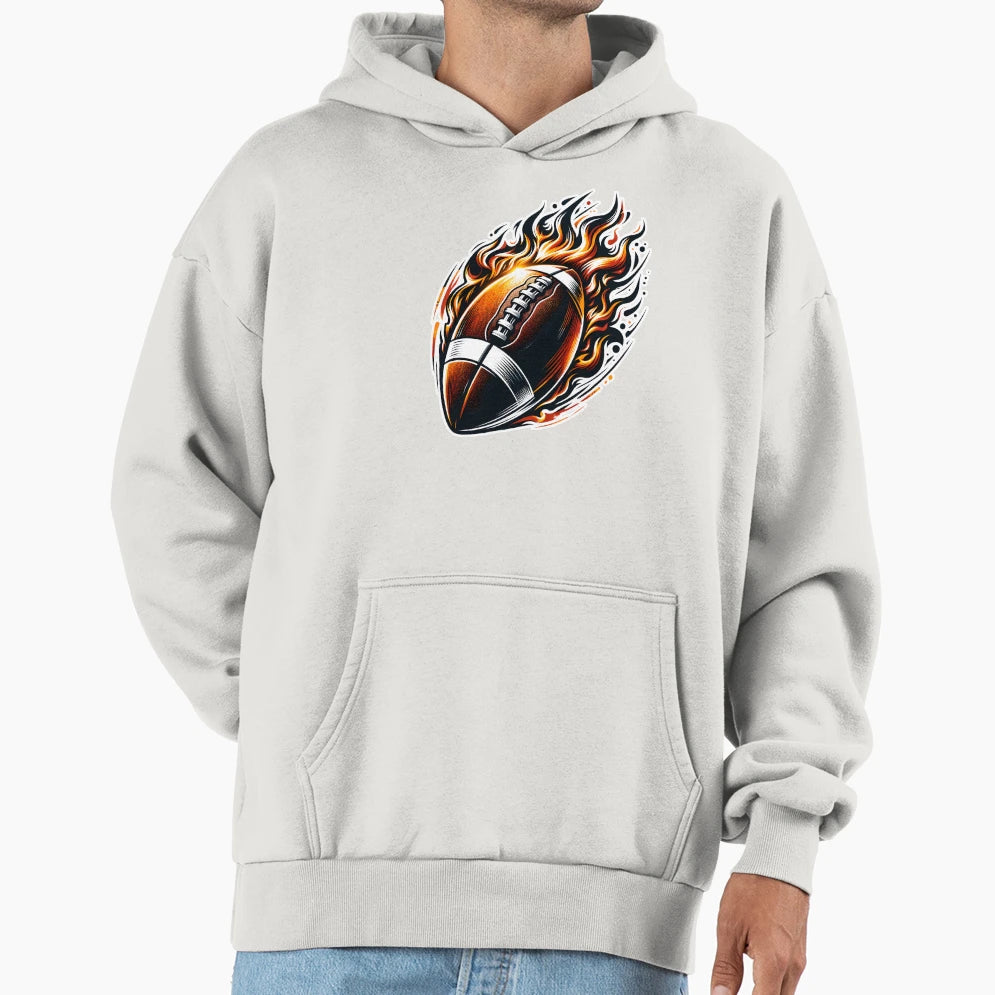 Football Fire Touchdown Hoodie - Casual Everyday Wear Men Women - T-Shirt, Sweatshirt, Hoodie