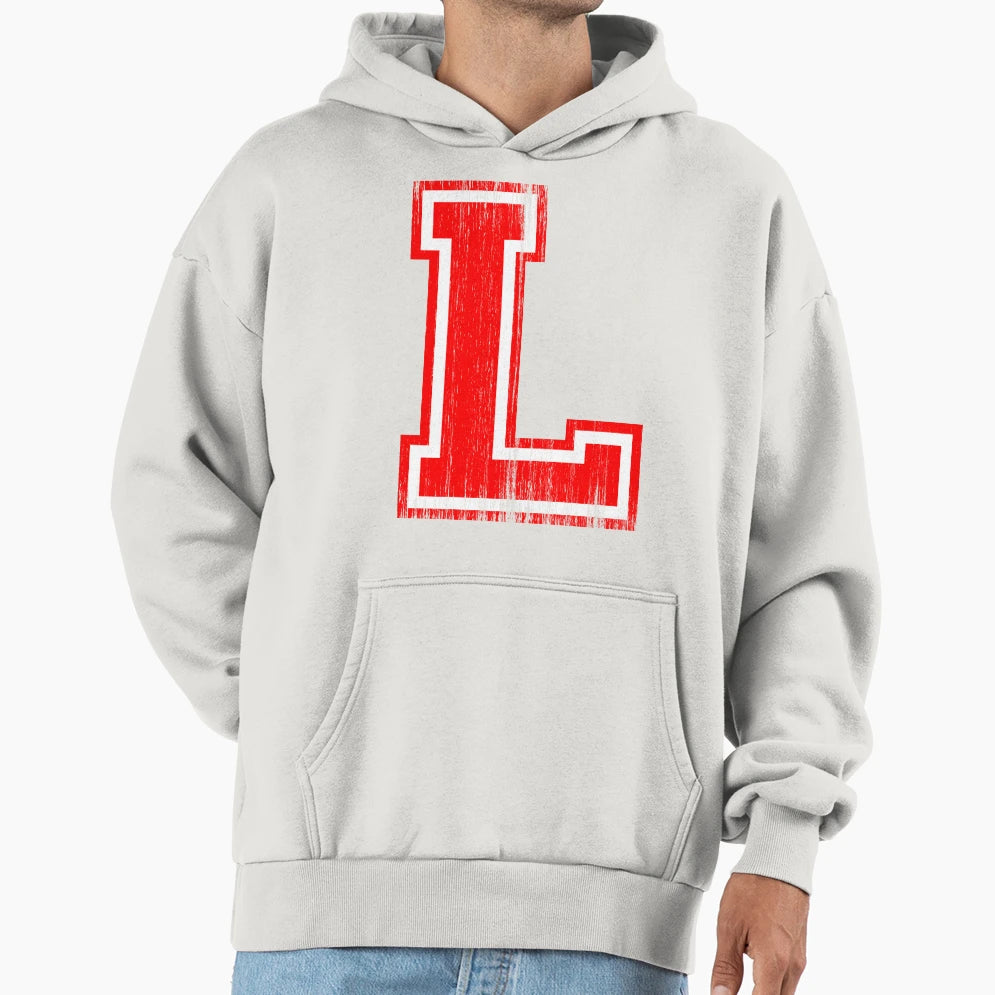 Big Red Letter L Hoodie - Minimalist Print Men Women - T-Shirt, Sweatshirt, Hoodie