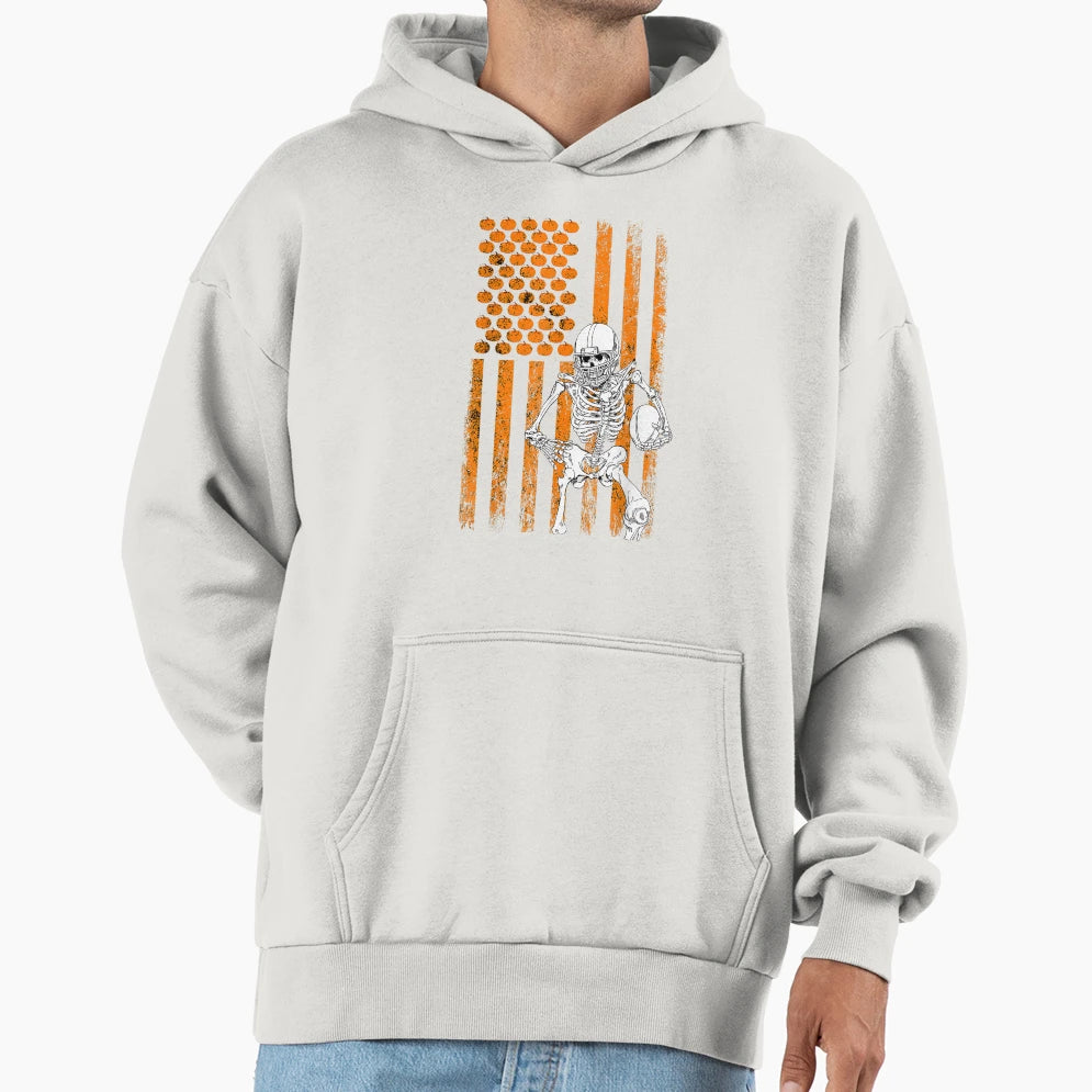 Football Player Fan Gift Skeleton Halloween T-Shirt - Trendy Graphic Unisex - T-Shirt, Sweatshirt, Hoodie