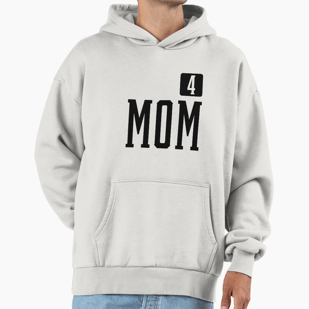 Mom4 Mother Four Mothers Day Gift Hoodie - Minimalist Print Men Women - T-Shirt, Sweatshirt, Hoodie