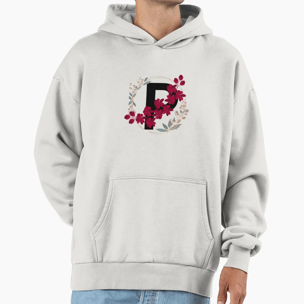 I Love Letter Alphabet P Floral Hoodie - Casual Everyday Wear for Adults - T-Shirt, Sweatshirt, Hoodie