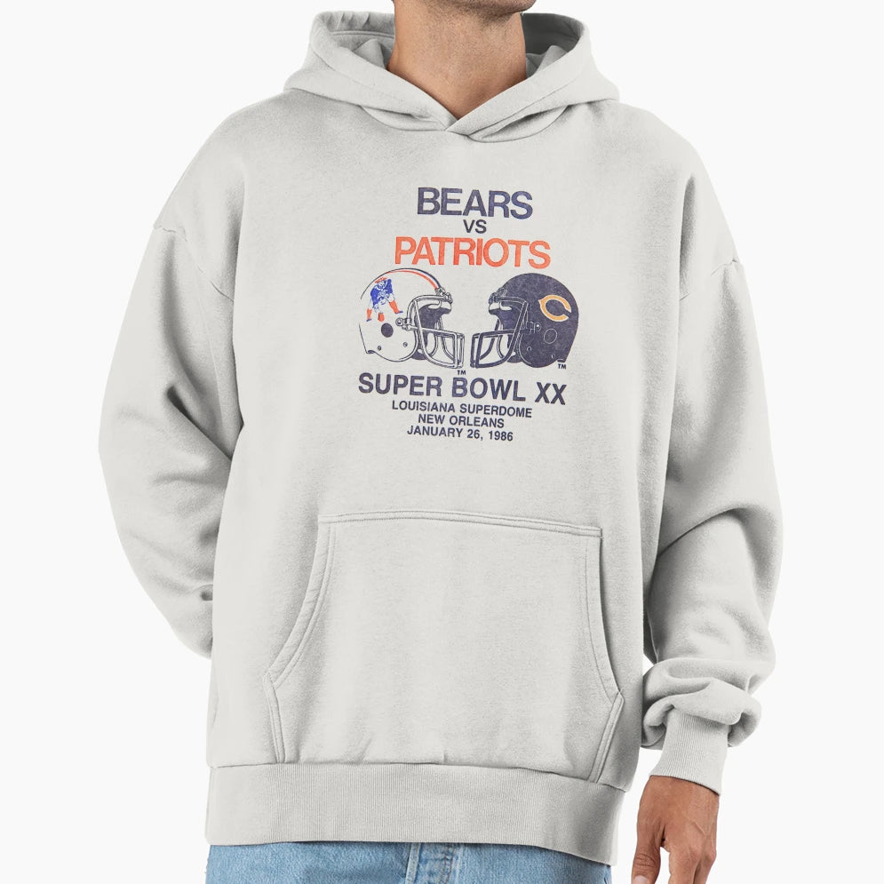 Bears Vs Patriots 86 Faded Hoodie - Graphic Print Men Women - T-Shirt, Sweatshirt, Hoodie