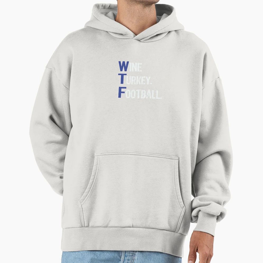 Fun Wine Turkey Football Hoodie - Casual Everyday Wear for Adults - T-Shirt, Sweatshirt, Hoodie