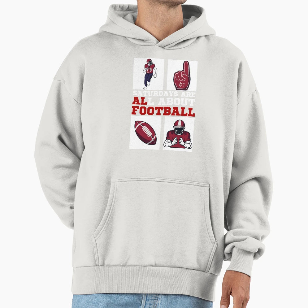 Saturdays Are All About Football Hoodie - Minimalist Print for Adults - T-Shirt, Sweatshirt, Hoodie