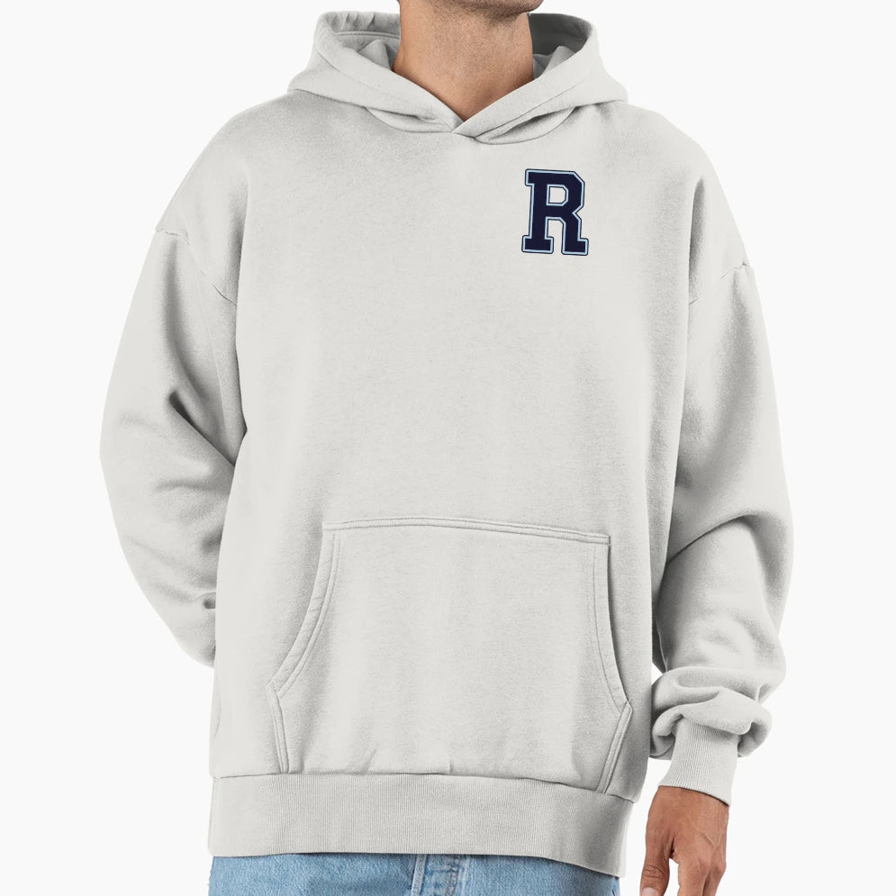 Navy Blue Letter R Initial Monogram Hoodie - Aesthetic Graphic Unisex - T-Shirt, Sweatshirt, Hoodie