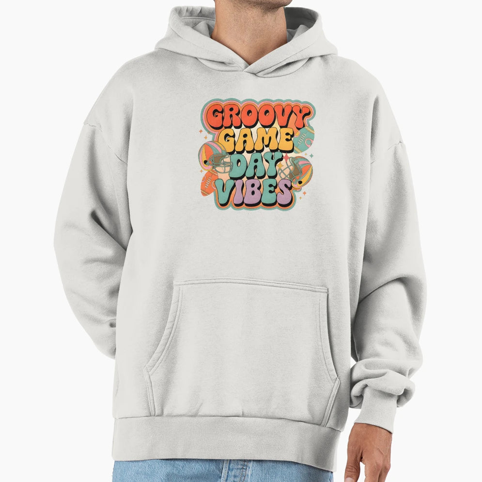 Groovy Football Vibes 70S Sports Fan Hoodie - Casual Everyday Wear Unisex - T-Shirt, Sweatshirt, Hoodie