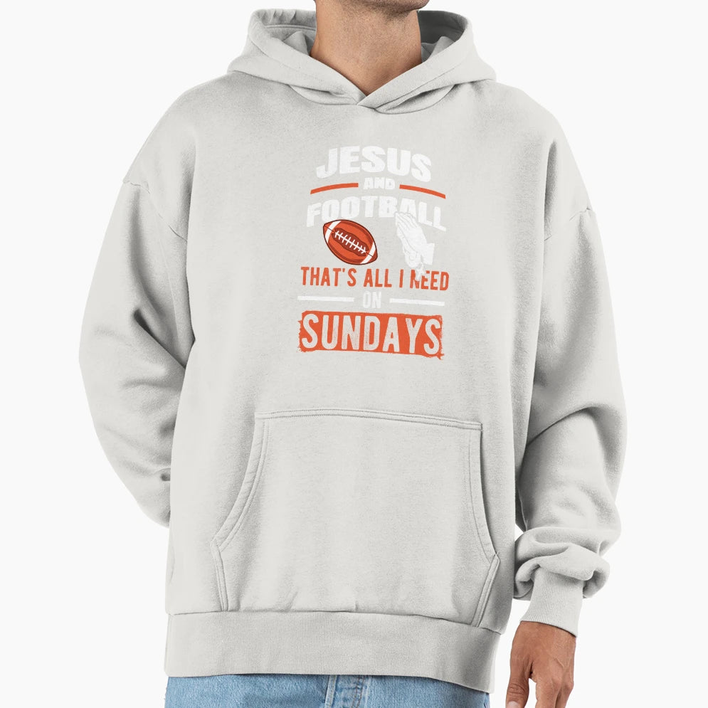 Funny Jesus And Football Football Hoodie - Casual Everyday Wear for Adults - T-Shirt, Sweatshirt, Hoodie