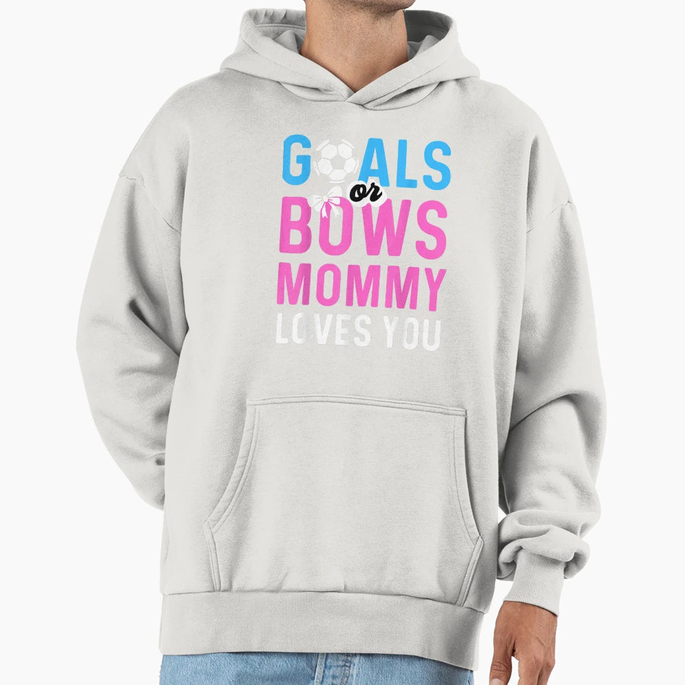 Gender Reveal Goals Or Bows Mommy T-Shirt - Novelty Apparel Men Women - T-Shirt, Sweatshirt, Hoodie