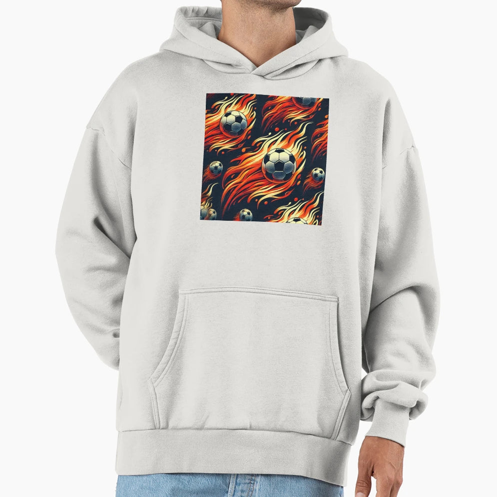 Glory Flames Fiery Soccer Ball Flames Hoodie - Fun Novelty Design Unisex - T-Shirt, Sweatshirt, Hoodie