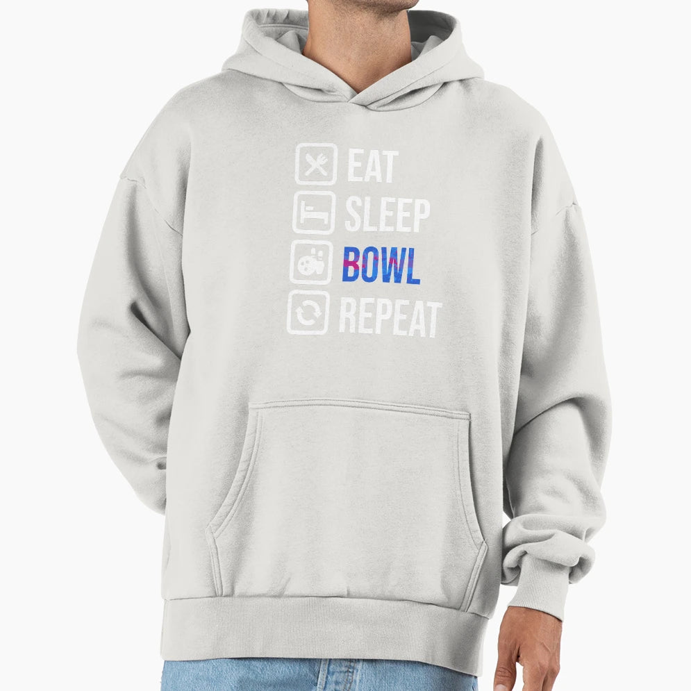 Eat Sleep Bowl Repeat Hoodie - Trendy Graphic Unisex - T-Shirt, Sweatshirt, Hoodie