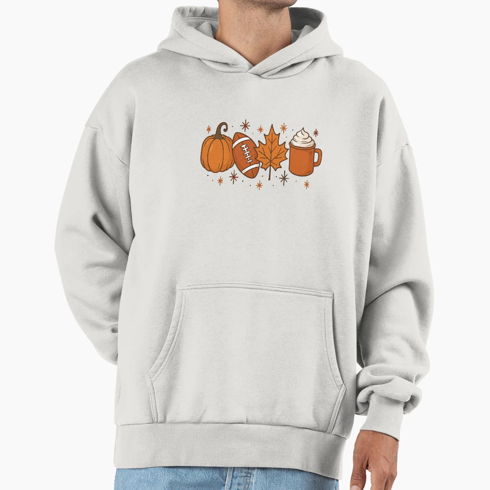 Autumn Pumpkin Football And Fall Hoodie - Casual Everyday Wear for Adults - T-Shirt, Sweatshirt, Hoodie