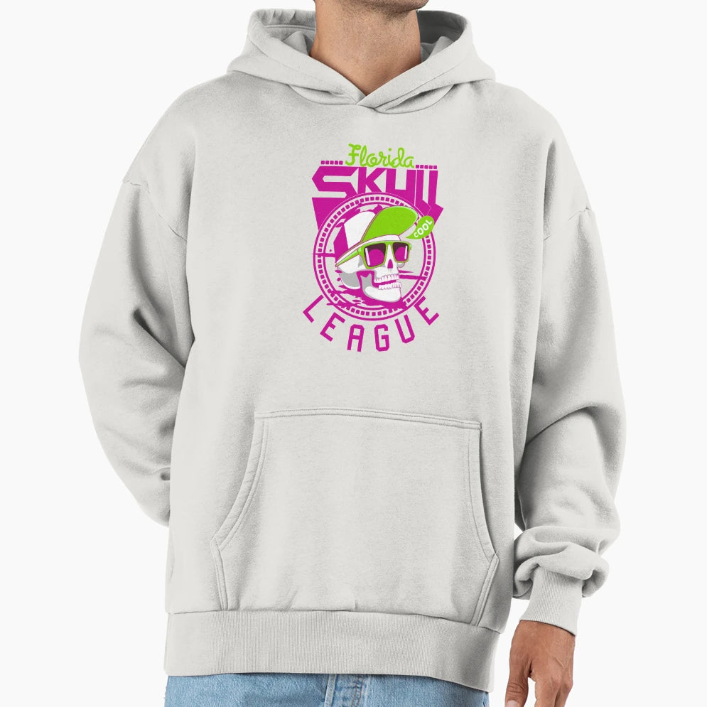 Florida Skull League Neon Skater Skull Hoodie - Trendy Graphic Men Women - T-Shirt, Sweatshirt, Hoodie