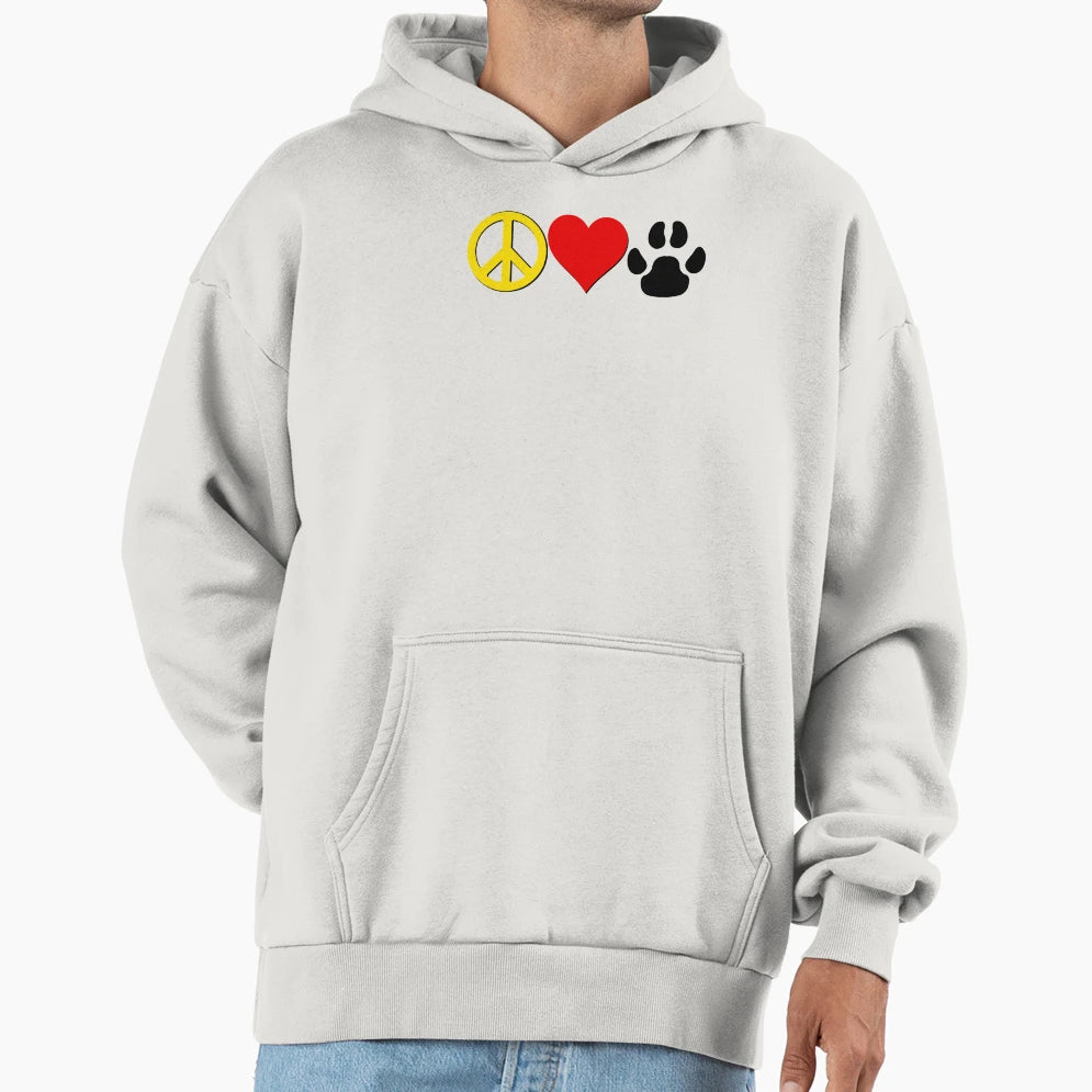 Peace Love And Dogs Hoodie - Minimalist Print Men Women - T-Shirt, Sweatshirt, Hoodie