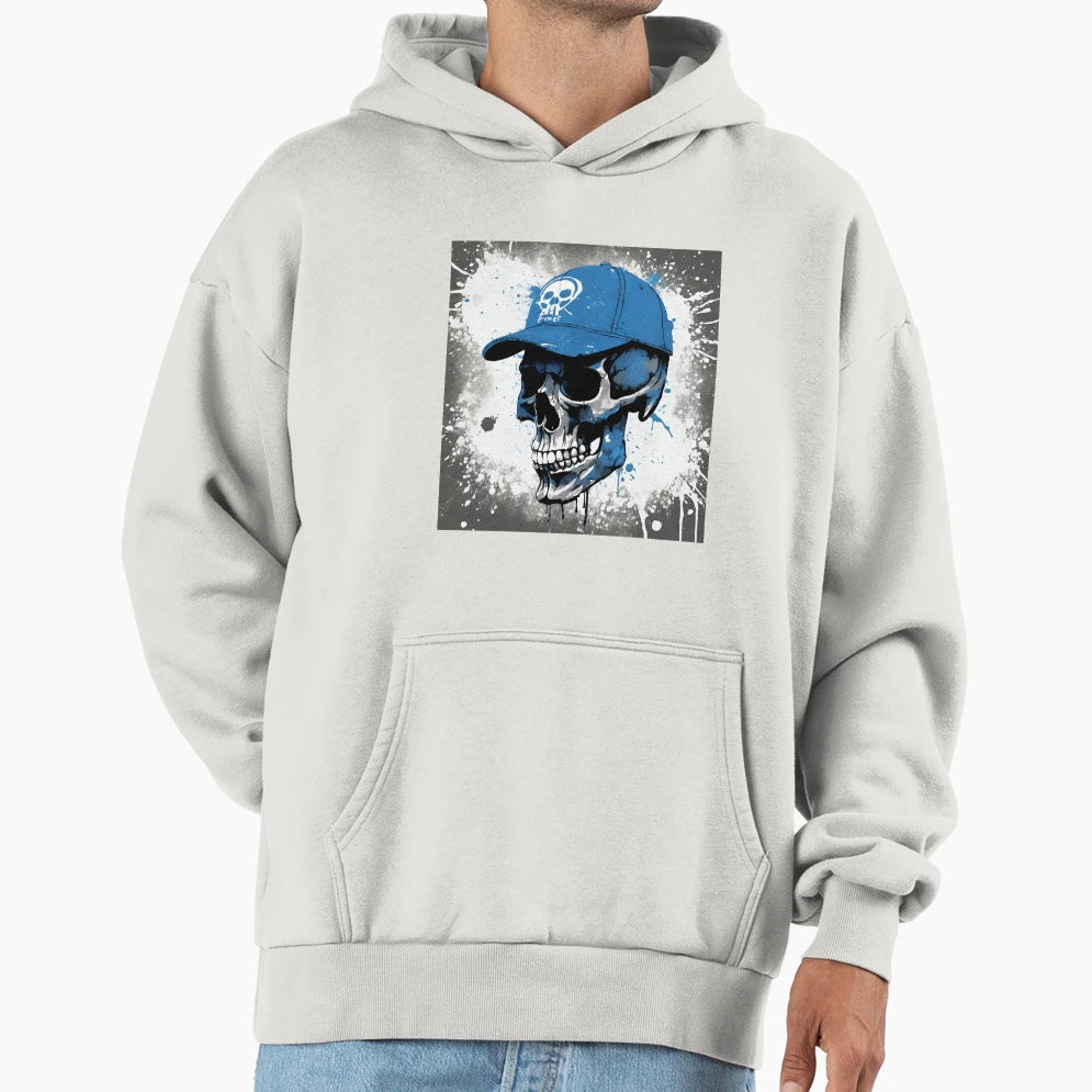 Urban Skull Blue Cap Hoodie - Graphic Print Men Women - T-Shirt, Sweatshirt, Hoodie