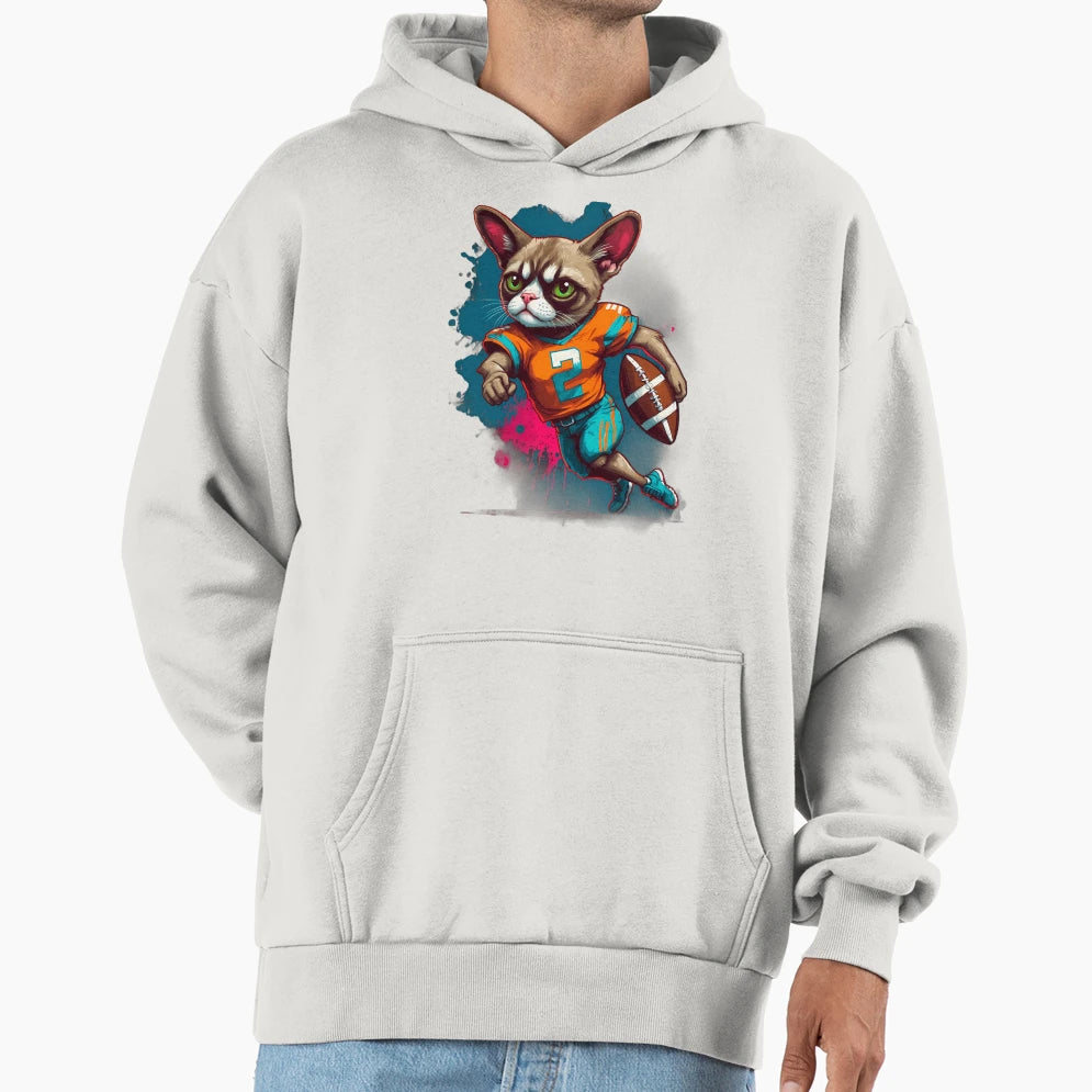 Grumpy Persian Cat Playing American Hoodie - Aesthetic Graphic Unisex - T-Shirt, Sweatshirt, Hoodie