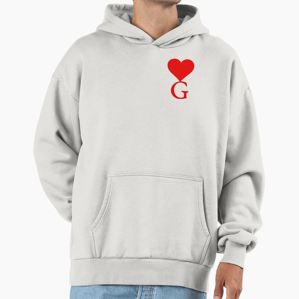 Heart Letter Initial G Hoodie - Minimalist Print Men Women - T-Shirt, Sweatshirt, Hoodie