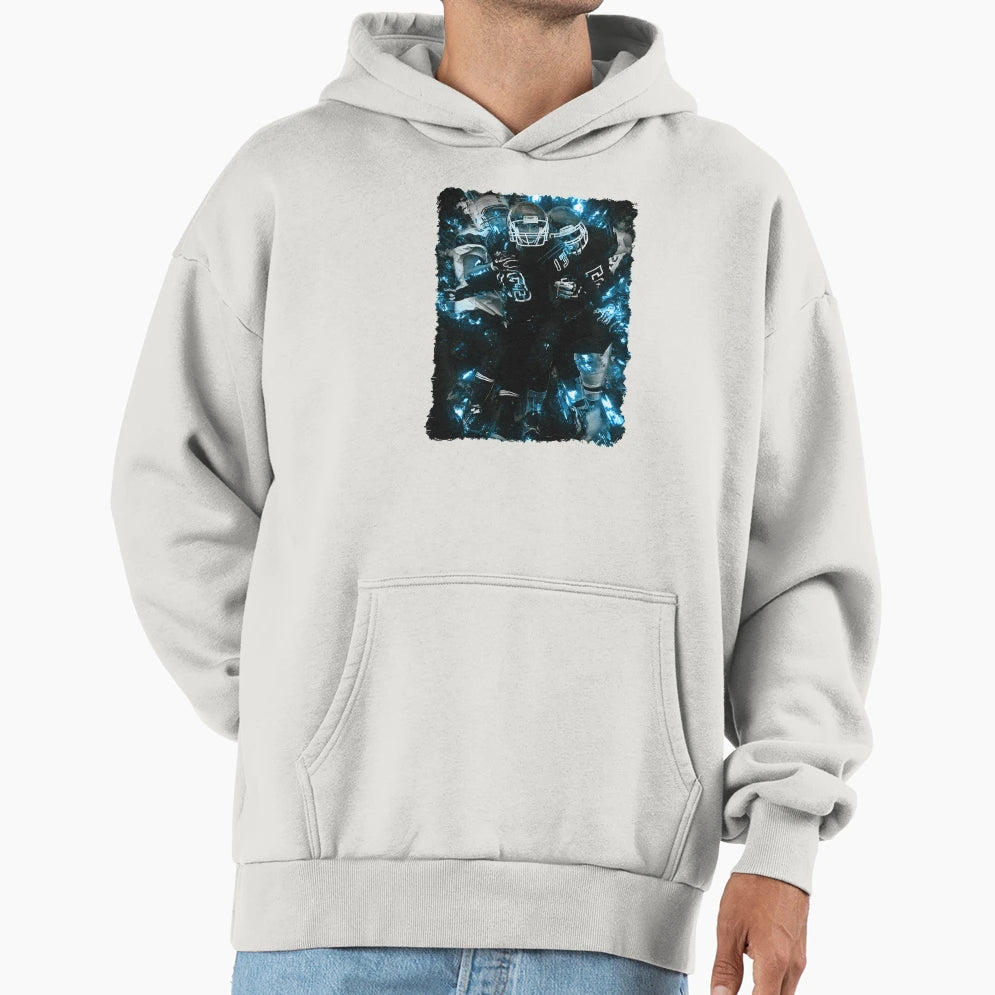 Football Team Blue Fire Art Hoodie - Trendy Graphic for Adults - T-Shirt, Sweatshirt, Hoodie