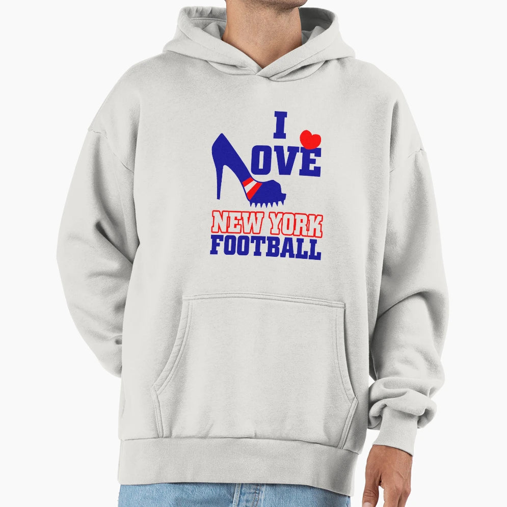I Love New York Football Hoodie - Trendy Graphic for Adults - T-Shirt, Sweatshirt, Hoodie