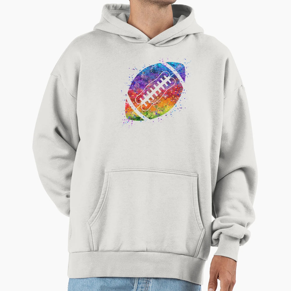 Dynamic American Football Ball Hoodie - Casual Everyday Wear for Adults - T-Shirt, Sweatshirt, Hoodie