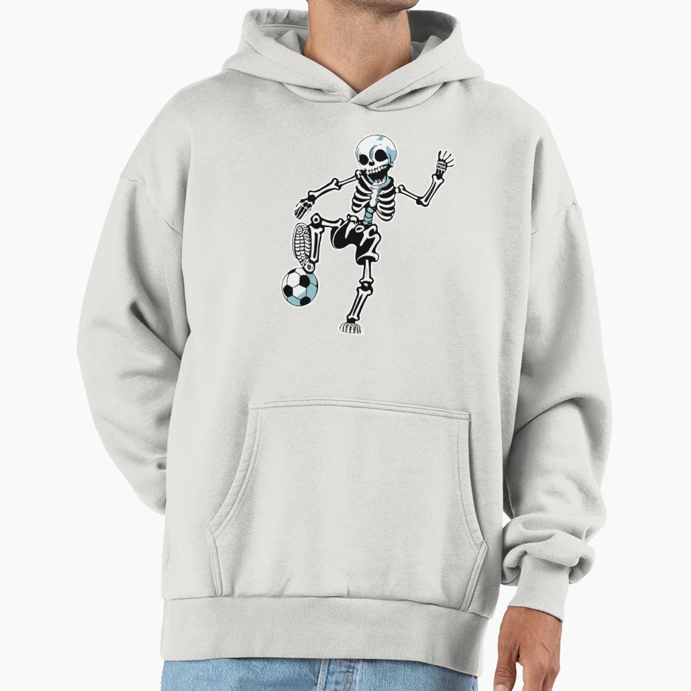 Skeleton Halloween Soccer Player Hoodie - Unique Graphic for Adults - T-Shirt, Sweatshirt, Hoodie