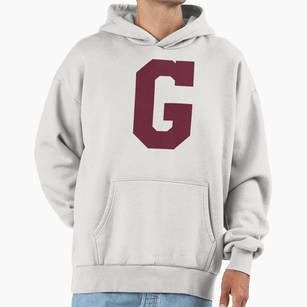 Alphabet Maroon G Sports Letter G Hoodie - Minimalist Print for Adults - T-Shirt, Sweatshirt, Hoodie