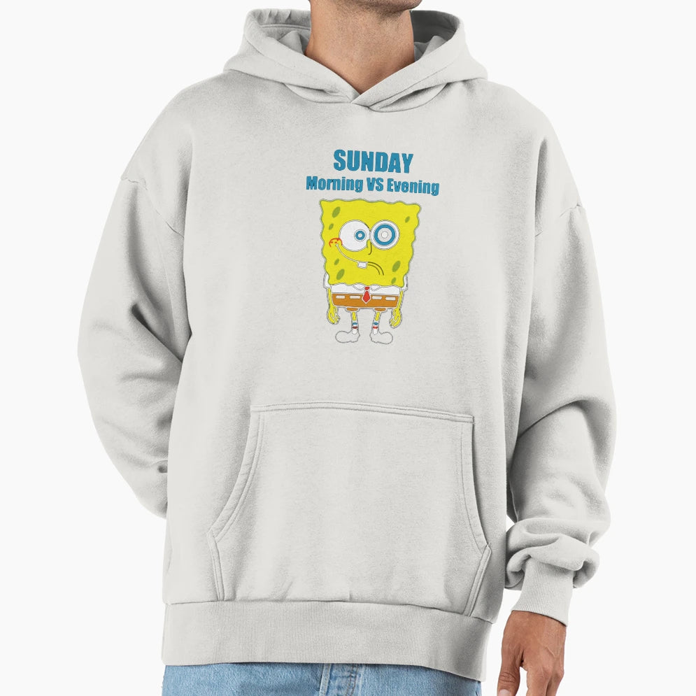 Sunday Morning Vs Evening Hoodie - Graphic Print for Adults - T-Shirt, Sweatshirt, Hoodie