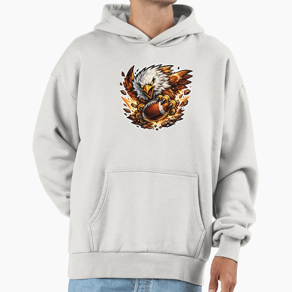 American Football Eagle Mascot Aggressive Hoodie - Aesthetic Graphic Unisex - T-Shirt, Sweatshirt, Hoodie