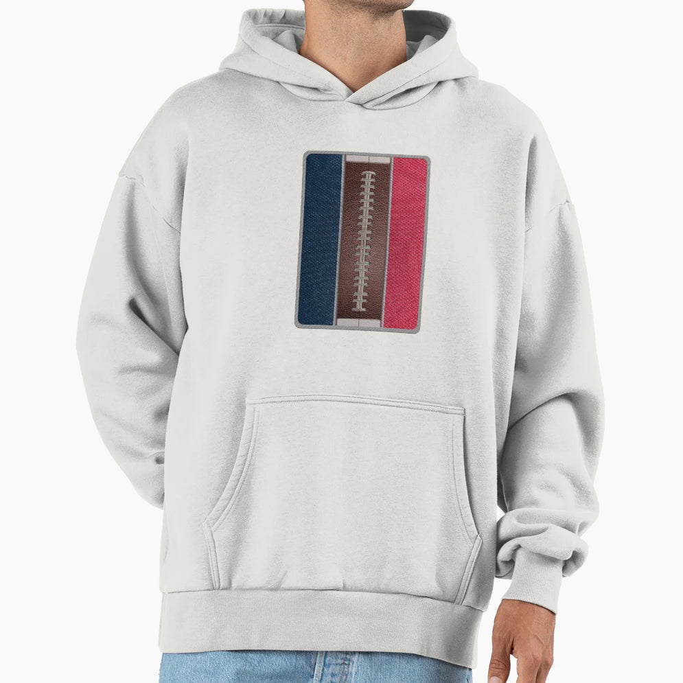Football Red White Blue And Silver Team Hoodie - Trendy Graphic for Adults - T-Shirt, Sweatshirt, Hoodie