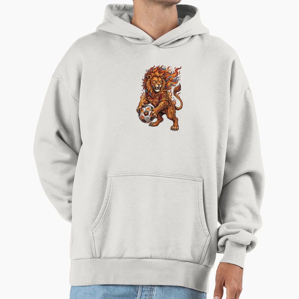 Fire Lion Epic Football Illustration Hoodie - Fun Novelty Design Unisex - T-Shirt, Sweatshirt, Hoodie