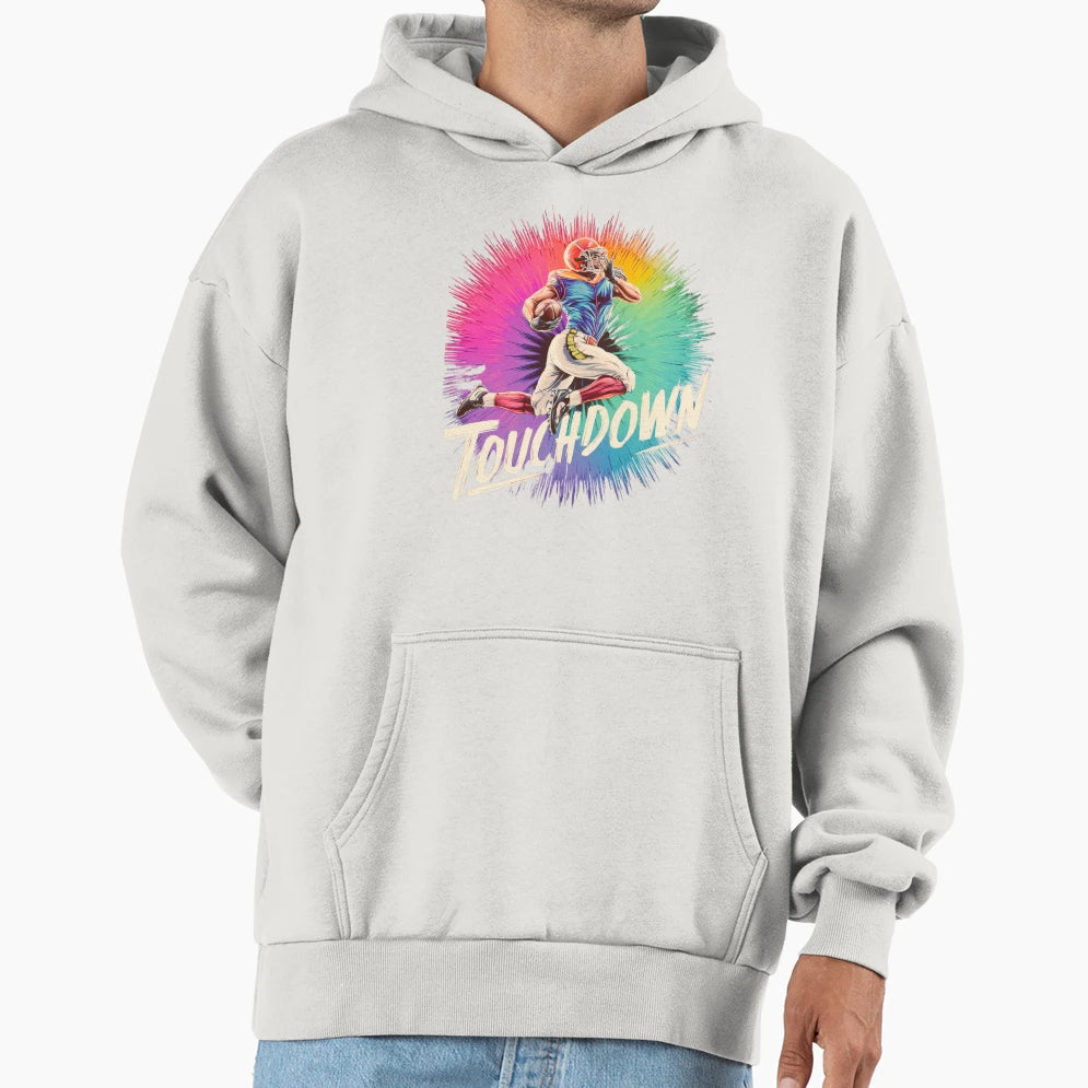 American Football Touchdown Rainbow Paint Hoodie - Novelty Apparel Unisex - T-Shirt, Sweatshirt, Hoodie
