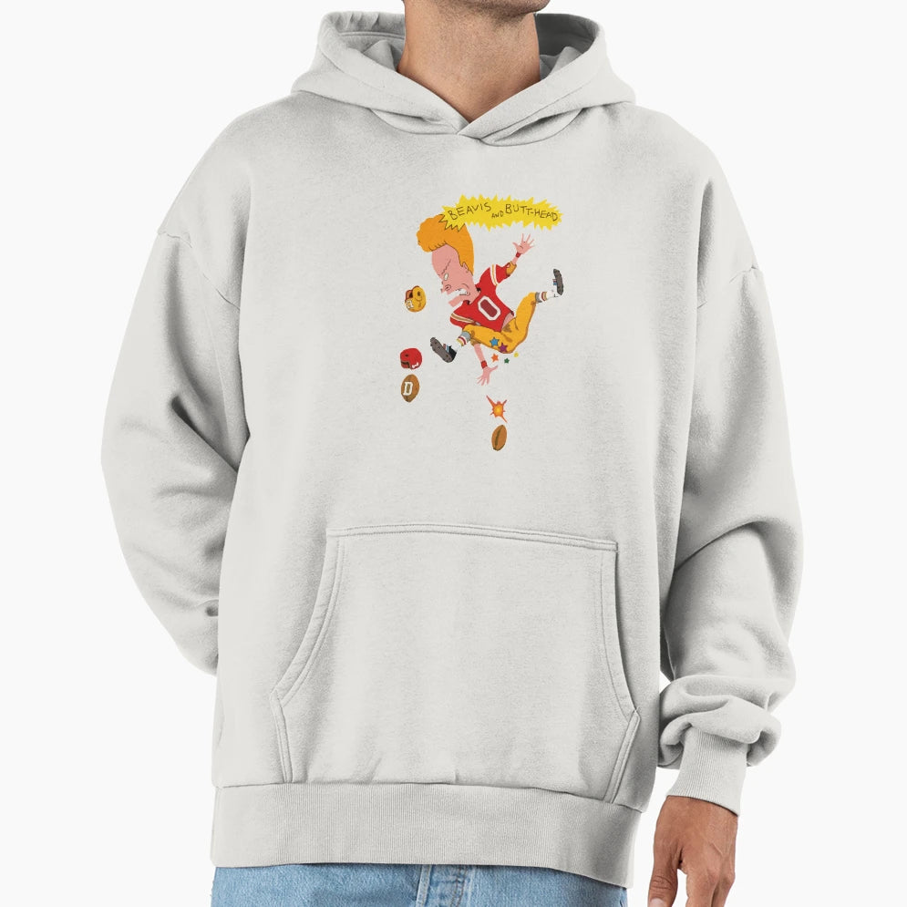 Beavis Play Soccer Cartoon Hoodie - Fun Novelty Design for Adults - T-Shirt, Sweatshirt, Hoodie