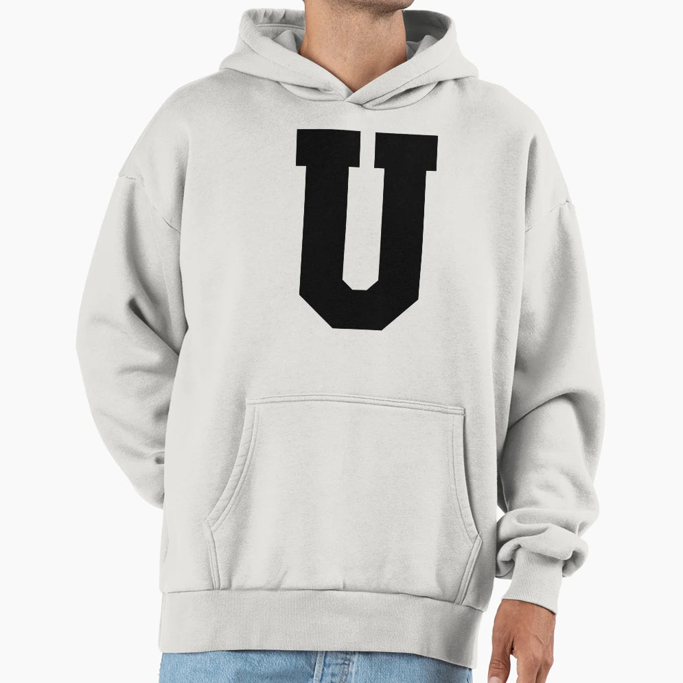 Alphabet Black U Sports Letter U Hoodie - Custom Art Print Unisex - T-Shirt, Sweatshirt, Hoodie