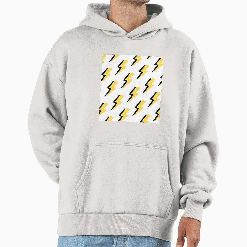 Lightning Bolt Pattern Black And Yellow Hoodie - Graphic Print for Adults - T-Shirt, Sweatshirt, Hoodie