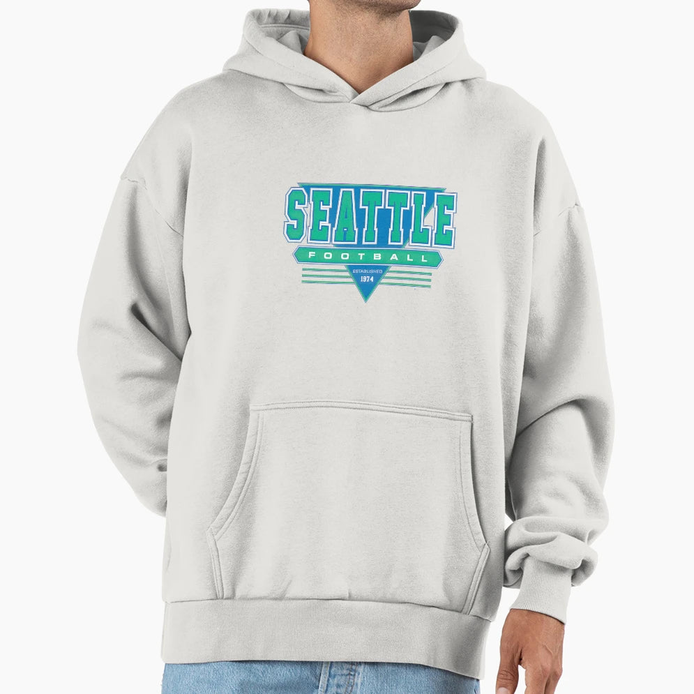 Seattle Football Established 1974 Hoodie - Aesthetic Graphic for Adults - T-Shirt, Sweatshirt, Hoodie