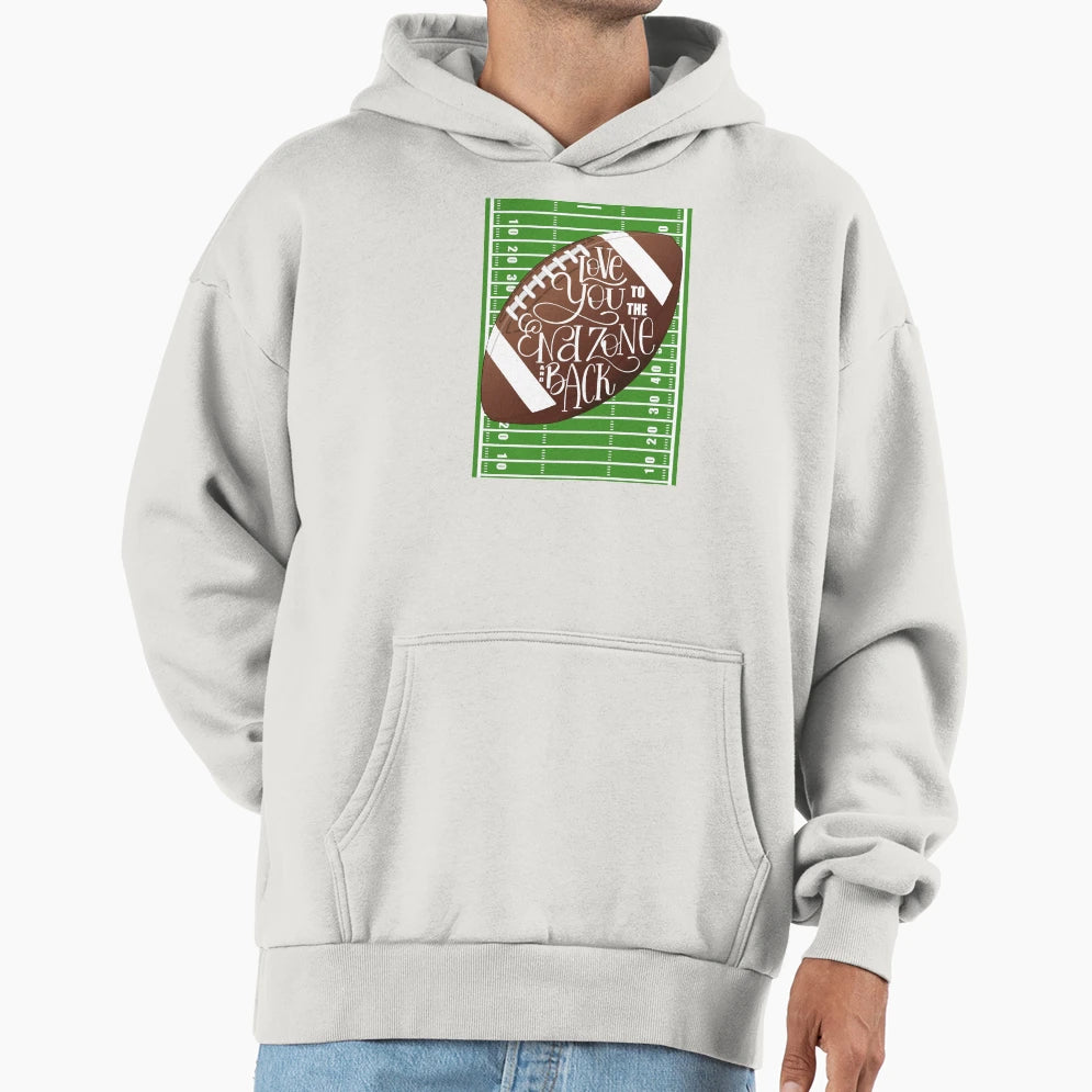 Love You To End Zone And Back Football Hoodie - Minimalist Print for Adults - T-Shirt, Sweatshirt, Hoodie