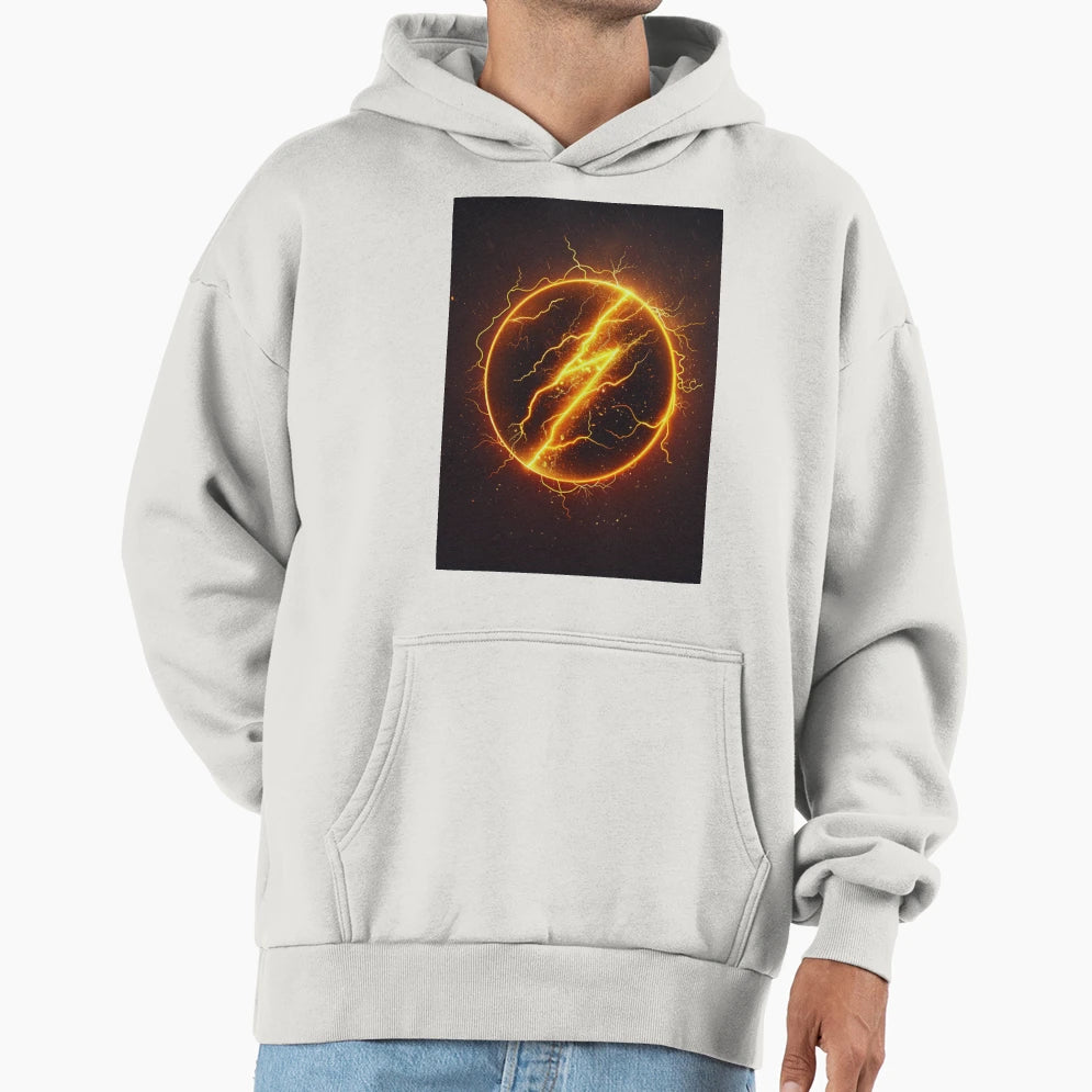 Stylized Lighting Bolt Flat Hoodie - Graphic Print for Adults - T-Shirt, Sweatshirt, Hoodie