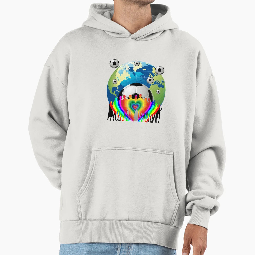 Global Love To Football Worldwide Game Hoodie - Fun Novelty Design Unisex - T-Shirt, Sweatshirt, Hoodie