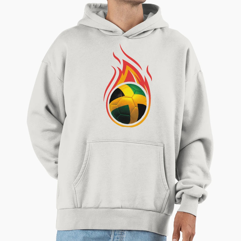 Jamaica Football Fire Hoodie - Novelty Apparel Unisex - T-Shirt, Sweatshirt, Hoodie