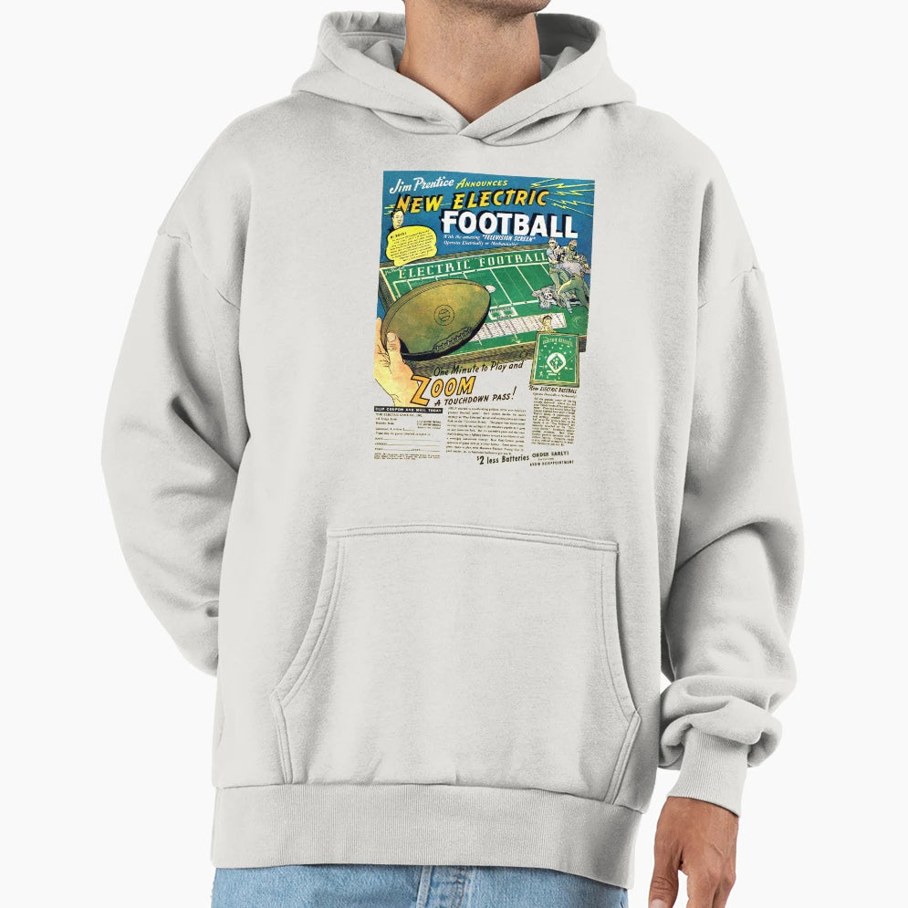 Electric Football Game Advert Hoodie - Custom Art Print for Adults - T-Shirt, Sweatshirt, Hoodie